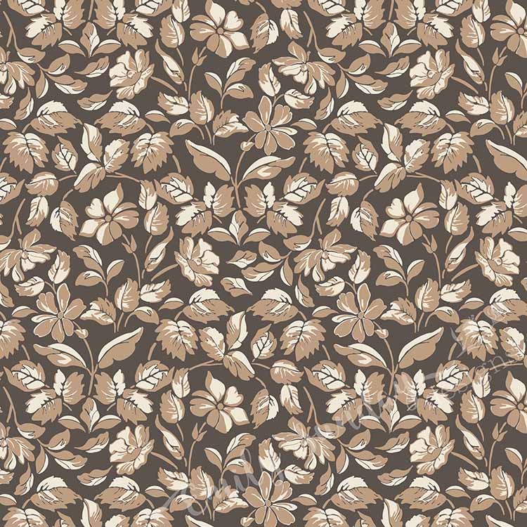 Small Scale Heritage Floral Tapestry Tan peel and stick wallpaper pattern swatch